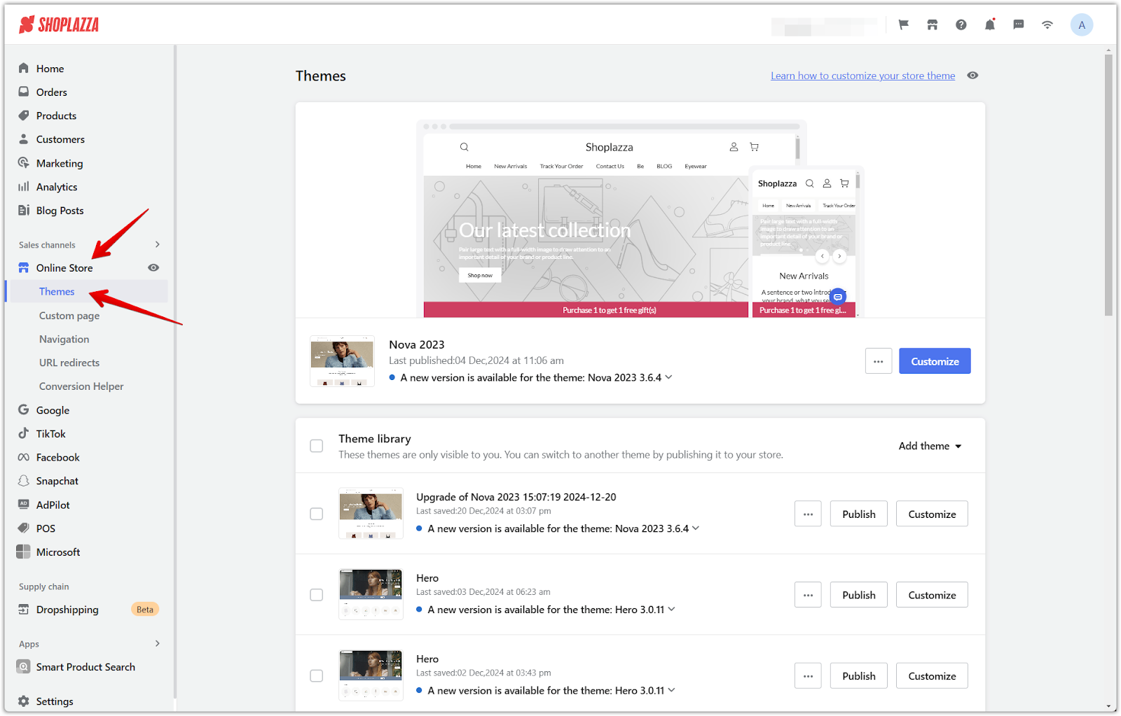 shoplazza Webseitenthema